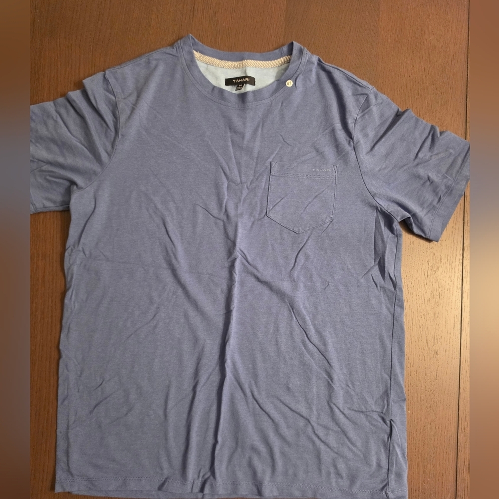 Tahari Men's Short Sleeve Pocket Tee Periwinkle Blue Size Medium New W/out Tags